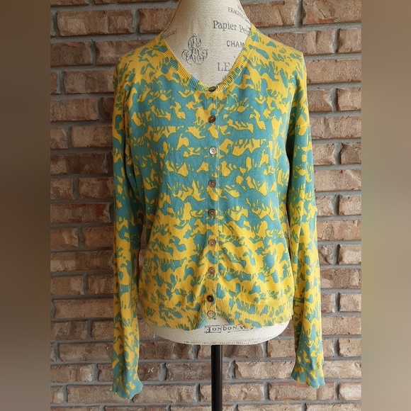 Sundance Free Spirit Horse Print Long Sleeve Button Front Cardigan Sweater - Picture 2 of 6